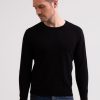 Manner CASH-MERE.CH | Recycelter Kaschmir Rundhals Pullover Schwarz